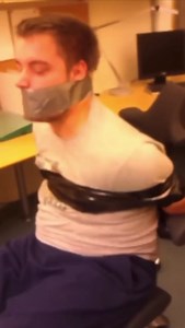 Duct taped to chair