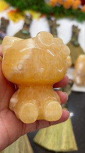 Absolutely beautiful orange Calcite Hello Kitty €15 Orange Calcite Properties: This calcite variety is a very positive and uplifting stone. It’s orange rays mirror that of the sun, producing and unleashing certain endorphins within the body. Anyone who is looking for the “fire” to be re-lit inside of them, this is the stone for you. Orange calcite helps your energy heal and is also balancing stone so it is great for grounding. | Lynda's Owlet Outlet