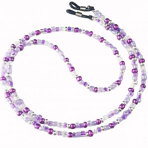 Purple and Silver, Multi, Handmade Beaded Eyeglass Sunglass Chain Holder Leash