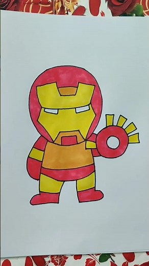 how to draw iron man step by step easy drawing for kids#artwork#cartooncharacter#viral#kidsdrawing