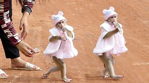 Cutest Sara With Her Beautiful Robe & Cap Walking So Fresh Along The Road | Monkey Daily