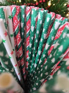 [Hot Item] Eco Friendly Biodegradable Compostable Sugarcane Christmas Tree Disposable Drinking Paper Straw