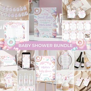 A Little Sweet Baby Shower Bundle | Candyland Baby Shower Invite Set | Donut Candy Ice Cream Baby Shower Decor | Sweet Treats Games | BS14 - Etsy