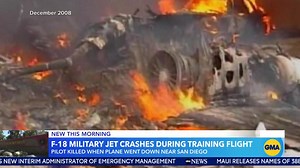 The military jet (F-18) crashed during a training flight near San Diego, killing the pilot. https://gma.abc/3Kj8UFW | Good Morning America