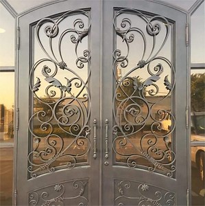 [Hot Item] 2025 Foshan Customised Retro Wrought Iron Doors Luxury Traditional Style Exterior Main Entry Steel Door for Villas