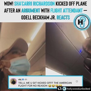 18 comments | Leave that woman alone the cellphone announcement just came on  sha’Carri Richardson kicked off ✈️ | Recipe Smooth | Facebook