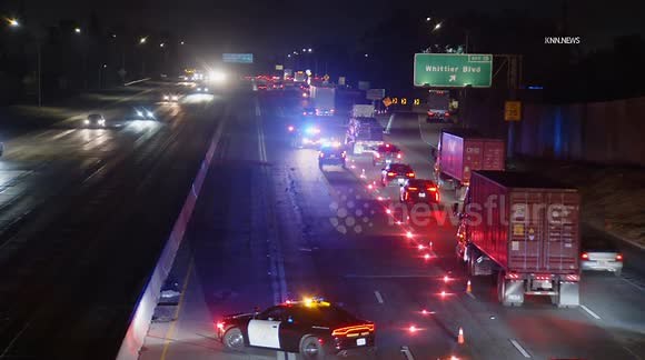 US, Los Angeles: Whittier Traffic Backed Up Due to Fatal on Southbound 605 Freeway