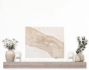MCS 72-Inch Mantel, Master & Co Warm Gray Finsh Solid Wood Floating Fireplace Mantel, Long Floating Shelf for Livingroom with Wood Cleat Hanging System, Photo and Home Decor Display Shelf