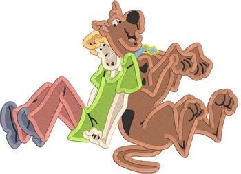 Scooby Doo With Shaggy Rogers Fill Embroidery Design 02 - Instant Download