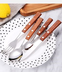 [Hot Item] Stainless Steel Flatware Cutlery Set Wood Hand Cutlery