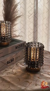 Battery Operated Lamp with Timer, Mini Crystal Table Lamps for Home Decor, Small Cordless Lamp for Areas No Outlets, Glass Battery Powered Lamps for Entryway, Bedroom, Bathroom, Shelf, Corner (2 Grey)