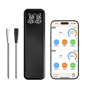 [Hot Item] Custom Logo Digital Bluetooth Smart Wireless Meat Thermometer with IP67 Probe Thermometer for Food BBQ Cooking Grilling Kitchen Gifts