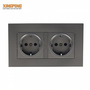 [Hot Item] Grey Color Electrical Power 2 Gang Germany Socket Outlet Double Universal Socket
