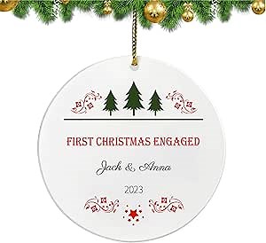 Personalized Christmas Ornament, Our First Christmas for Engaged,Married,Together, Personalized Gifts for Couples, 2024 Ideas, 2.95" Double Sided Printing Hanging Ornaments