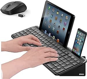 Bluetooth Keyboard for Ipad with Phone Holder and Bluetooth Mouse Set