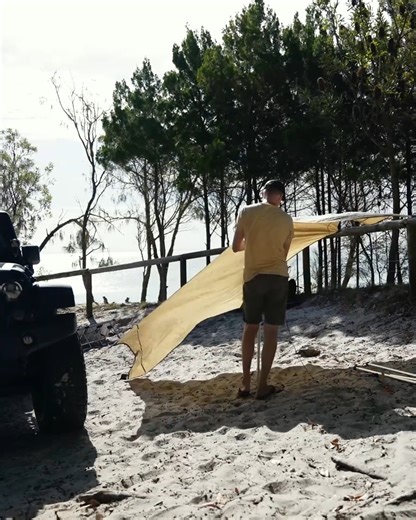 2.9K views · 35 reactions | JEEP CAMPING in Moreton Island, tarp setup #bushcraft #survival #adventure #wilderness #camping | Cabase Camping | Facebook