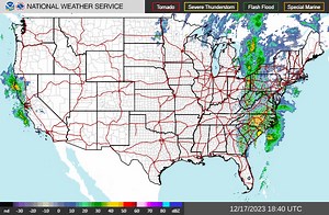 2:04 PM ET: Radar Scan Showers and storms continue to impact the east coast. Heavy to excessive rainfall could lead to small stream, urban and flash flooding. There is also potential for strong to severe thunderstorms. Visit weather.gov for safety tips! 💦⛈ | U.S. National Weather Service (NWS)