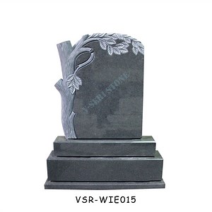 [Hot Item] Grey Granite Stone Engraving Tree Shaped Tombstone Headstone Monument Wholesale