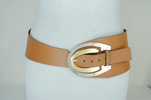 Wide Tan Leather Belt, Caramel, Foxy Brown Asymmetrical Belt, Women, Mixed Silver Gold Buckle, Vintage Noemi Liberti Paris Size 36 37 38 39 - Etsy UK