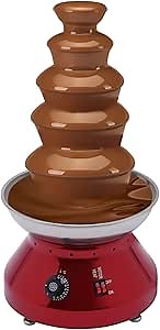 CNCEST Chocolate Fountain,110V 230W Commercial Hot Chocolate Fondue Tower 5 Tier 7 Lbs 3L Large Capacity Stainless Steel Chocolate Melting Heating Machine for Cheese Liqueurs Party Wedding (Red)