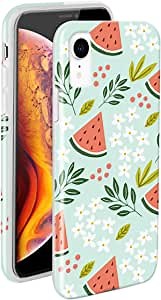 ZUSLAB Flex TPU iPhone XR Case with Floral Pattern Design, Soft TPU Rubber Silicone Slim and Thin Case Anti Scratch Girl Case Cover for Apple iPhone XR 2018 (Watermelon)