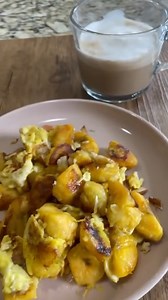 Ghee roasted plantains & scrambled eggs- healthy nutritious & absolutely delicious for breakfast or enjoy as an evening snack. #plantains #ghee #kerala #keralafood #plantainrecipes #gheeroasted #breakfast #healthybreakfast #brunch #eveningsnacks #bestrecipes #recipeoftheday #breakfastideas #healthyfood #plantain #tropical #mallugram #keralagram #malayali #pazhampori #eggs #scrambledeggs #breakfastlover #healthyrecipes #eathealthy #nespresso #latte #chai #plantainlovers #keralabreakfast | Cooking