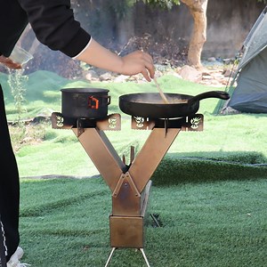 [Hot Item] Double Burner High Efficiency Outdoor Camping Wood Burning Stainless Steel Rocket Stove