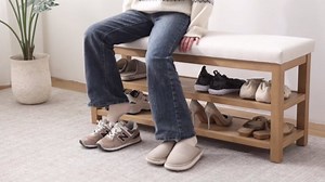 Shoe Rack Bench with Cushion, 2 Tier Solid Wood Storage Bench, Mid-Century Modern Shoe Bench for Entryway, Hallway, Closet, Front Door Entrance, Foyer (Teal, 39.4")