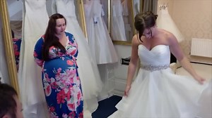 This bride doesn't like her shoulders but ends up with a strapless dress. Will it look better on than on the hanger? | Don't Tell The Bride