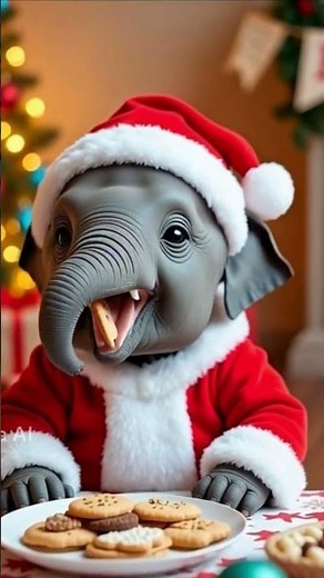 baby elephant 🐘 eating Christmas cookies 🍪 #baby #cute #merrychristmas #cuteanimals