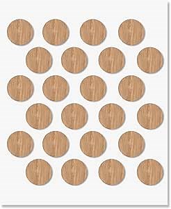 Oak Self-Adhesive Screw Hole Stickers - 24 pcs. 0.79 inch / 20 mm Peel Stick Dust Proof Tape, Water Resistance PVC Caps for Wood Cabinets, Furniture, Drawer, Wardrobe, Kitchen, Table