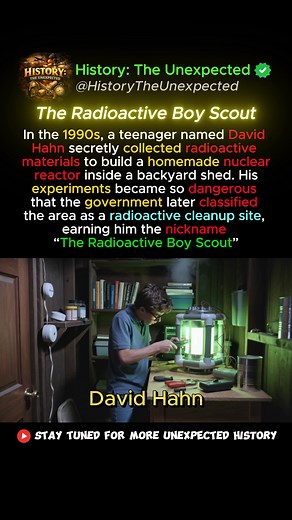 A Teenager Built a Nuclear Reactor in His Backyard - In the 1990s, a teenager named David Hahn secretly collected radioactive materials to build a homemade nuclear reactor inside a backyard shed. His experiments became so dangerous that the government later classified the area as a radioactive cleanup site, earning him the nickname “The Radioactive Boy Scout.” #History #Nuclear #DarkHistory #Radioactive #TrueStory