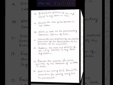 Cu 2nd Sem Political Science Minor MN-2 Suggestion 2025 in English version/ 2ndsem pol science MDC-2