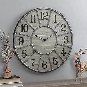FirsTime & Co. 27" Cooper Wall Clock, Gray/Galvanized