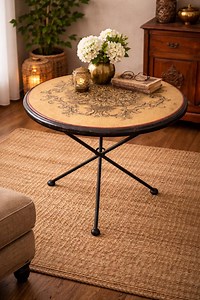 Hand-painted Gold Leaf Accent Table | Vintage European Tripod Stand - Etsy UK