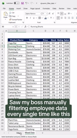 Organize Excel data automatically by category