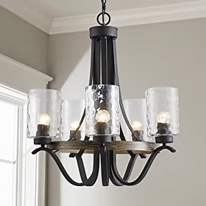 Saint Mossi 5-Lights Antique Hand Painted Farmhouse Chandelier Light Fixture,Rustic Chandelier Black Chandelier for Bedroom,Living Room,Dining Room,H24 xD23,Chain Adjustable