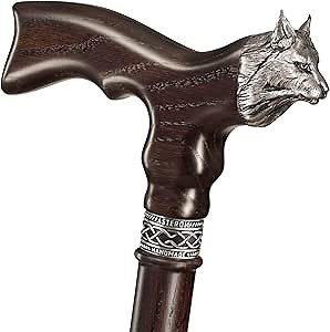 Asterom Handmade Wooden Walking Cane for Men and Women - Lynx - Stylish Wood Cane Fashionable Walking Stick