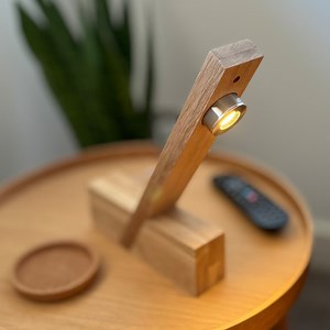 Japandi Oak Table Lamp - Warm LED Reading Light | Solid Wood | Modern Scandi Spotlight - Etsy UK