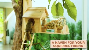 ZILKO - Wood Squirrel Feeders for Outside Large - Backyard Nut Bar Squirrel Feeder for Tree, Chipmunk House Kit for Peanuts and Corn - Natural Wooden Garden Decor for Outside Backyard Gifts for Men