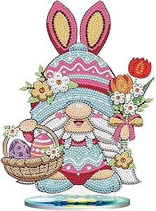 ARTopet DIY Diamond Easter Desktop Ornaments Diamond Art Full Round Drill Paint by Numbers Mosaic Kits Tabletop Ornaments Single Sided Diamond Bunny Egg Design Home Decor