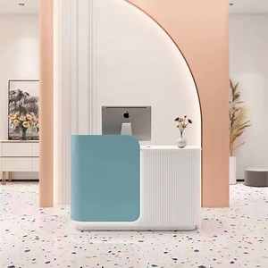 [Hot Item] Custom Modern Wood LED Salon Gym Shop Cash Counter Hotel Salon SPA White Reception Desk for Sale Front Desk Reception Counter