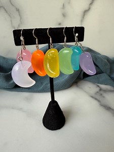 Glow in the Dark Multicolor Resin Puffy Crescent Moon Dangle Earrings - Etsy