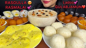 48K views · 874 reactions | ASMR EATING RASMALAI,RASGULLA,GULABJAMUN,SEVAIYAN KHEER,LADOO,MALAI CHAM CHAM #ASMR #Mukbang #IndianSweets #SweetMukbang #Rasmalai #Rasgulla #GulabJamun #ChamCham #MalaiChamCham #Ladoo #SeviyanKheer #Kheer #DessertASMR #SweetASMR | Spice Asmr | Facebook