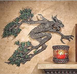 Design Toscano Tree Man of Sleepy Hollow Celtic Greenman Wall Sculpture Plaque, 14 inches tall, Cast Stone Resin, Woodtone Finish