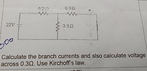 Calculate the branch currents and also calculate the voltage ac... | Filo
