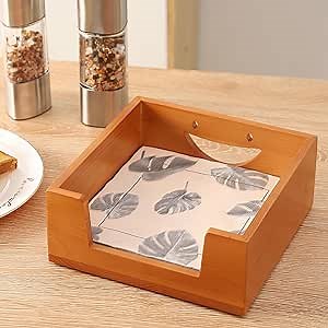 Napkin Holder for Table, Acacia Wooden Napkin Holders for Kitchen, Napkin Holders for Paper Napkins, Wood Napkin Holder,Napkin Holder Flat,Square Napkin Holder