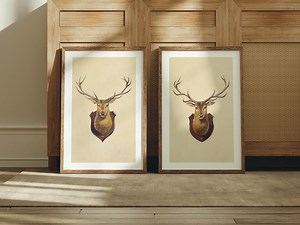 Retro Outdoors Art Prints Deer Head Posters Set of 2 Wildlife Wall Prints Home Office Decor Nature Wall Art Hunting Gift for Dad - Etsy