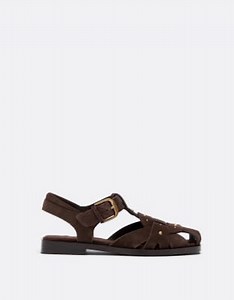 Stradivarius Studded leather cage sandals in brown | ASOS
