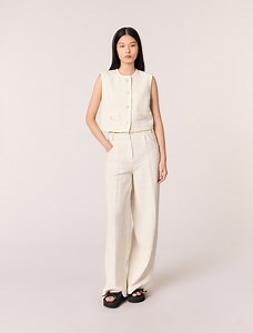 Sequin sleeveless tweed jacket White for Women | Maje